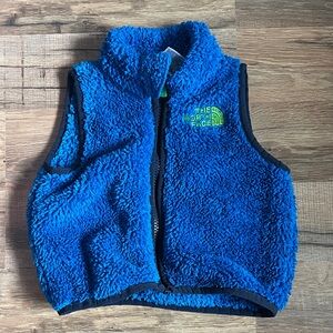 The north face baby full zip fleece vest 6-12months blue green